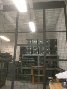 A security storage room in a warehouse.