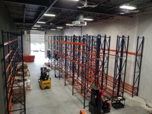 Aerial racking shot with trucks Wheelco