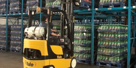 Beverages being picked from pallets