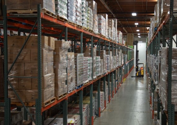 warehouse with a narrow aisle