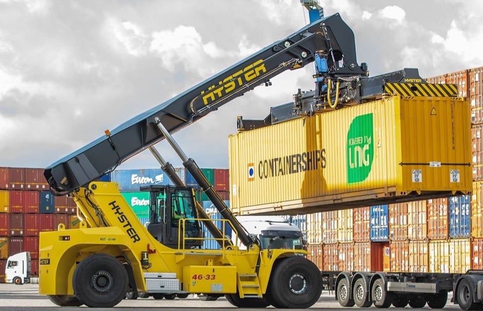 Hyster big truck in a shipping port
