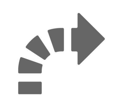 A graphic of a dashed arrow that is curved to the right.