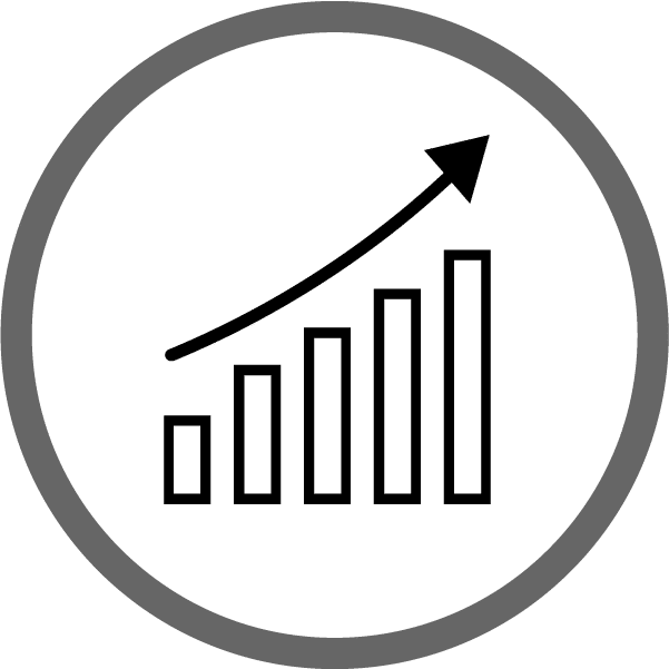 Icon of result going up with an arrow