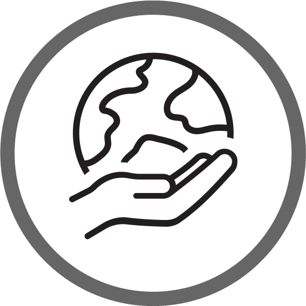 Icon of a hand holding the world