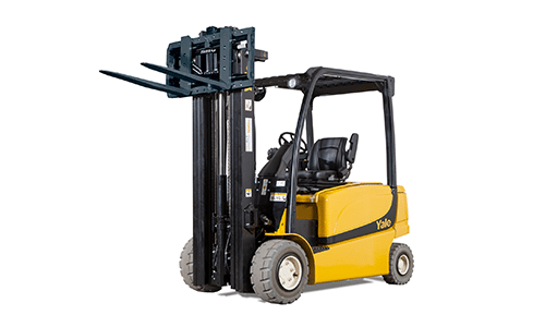 Yale ICE Counterbalance Pneumatic Tire Forklift with a side shifter and fork positioner.