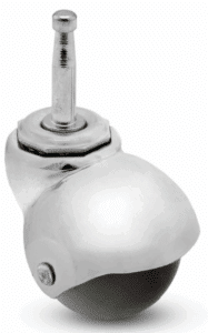 Image showcasing a fastening on a caster that has a compressible metal stem that creates friction to keep the caster attached.