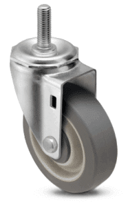 Image showcasing a fastening on a caster that is bolted into the caster and extends to secure into the unit or frame.