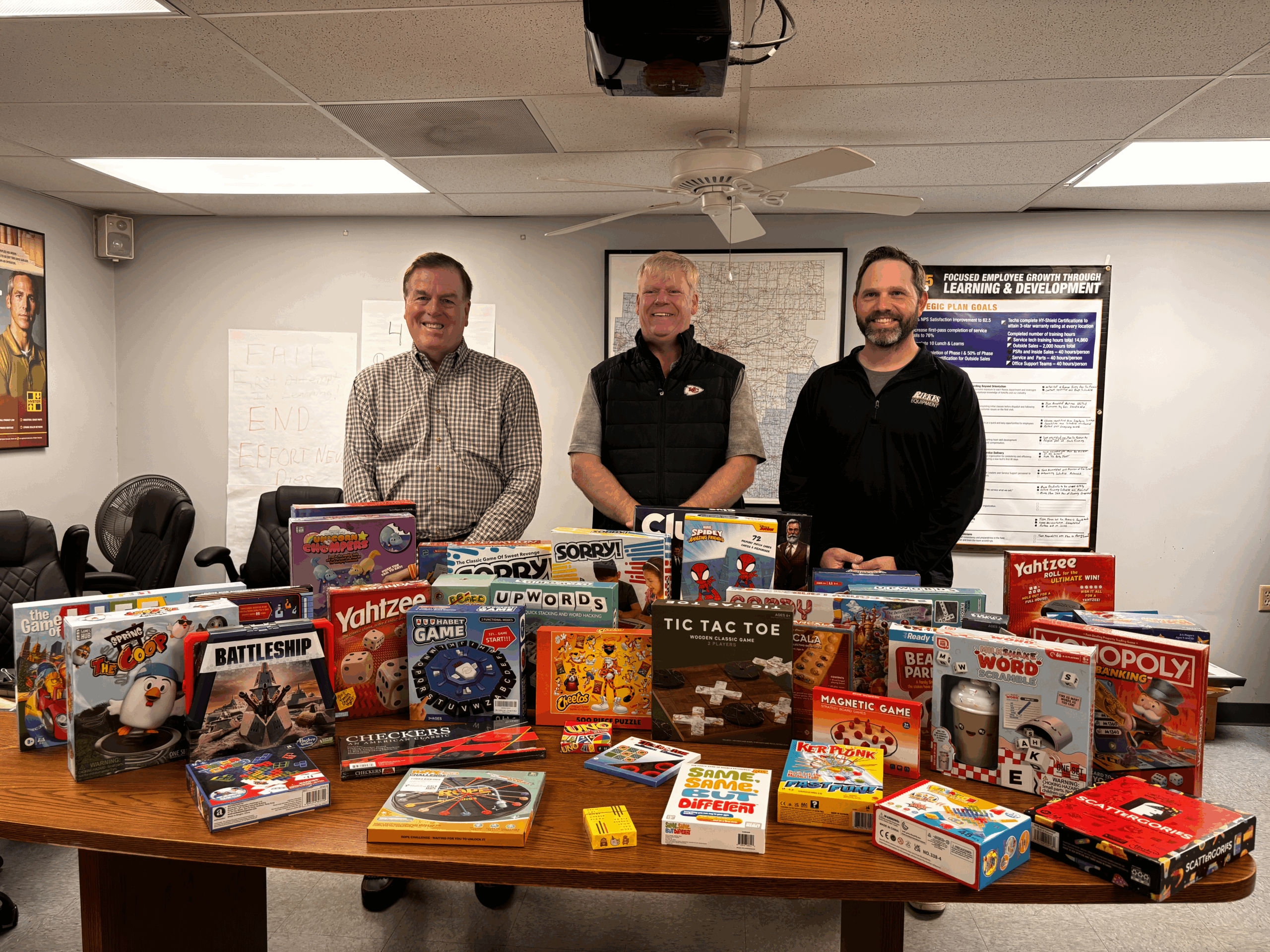 Riekes Employees Gathering Games for Operation Homefront